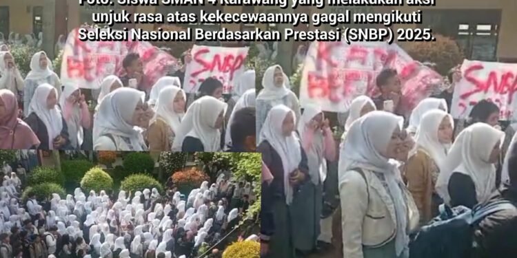 Gagal Ikuti SNBP  Ratusan Murid SMAN 4 Karawang Demo Kepala Sekolah